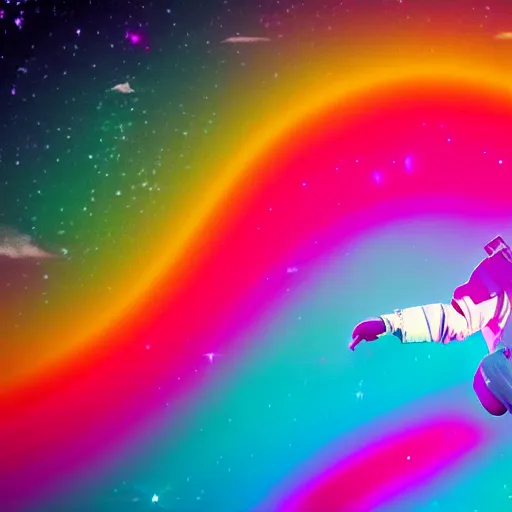 Prompt: rainbow vapor wave astronaut gradient map cyan magenta yellow, movie still, cinematic, photorealistic, extreme detail, sharp focus, 8 k, intricate, hyper detailed, realistic, cinematic lighting