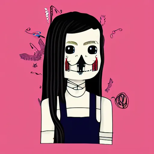 Image similar to Glitchpunk Wednesday Addams, digital art