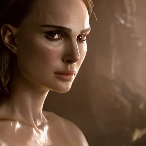 Image similar to natalie portman as plague dr, splash art, movie still, cinematic lighting, ray tracing, detailed face, octane render, long lens, shallow depth of field, bokeh, anamorphic lens flare, 8 k, hyper detailed, 3 5 mm film grain