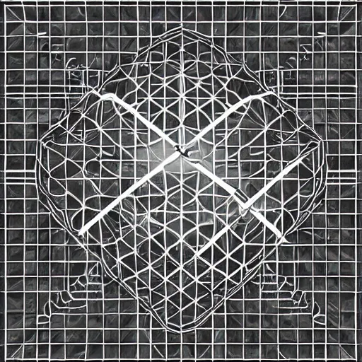 Prompt: a brain wheel in a square cell, half flat, half 3d, line art and geometric lines and shapes