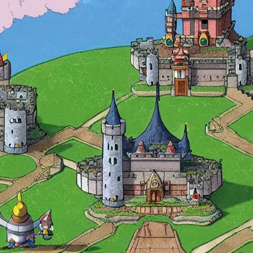 Prompt: studio ghibli themed Hyrule castle, high detail