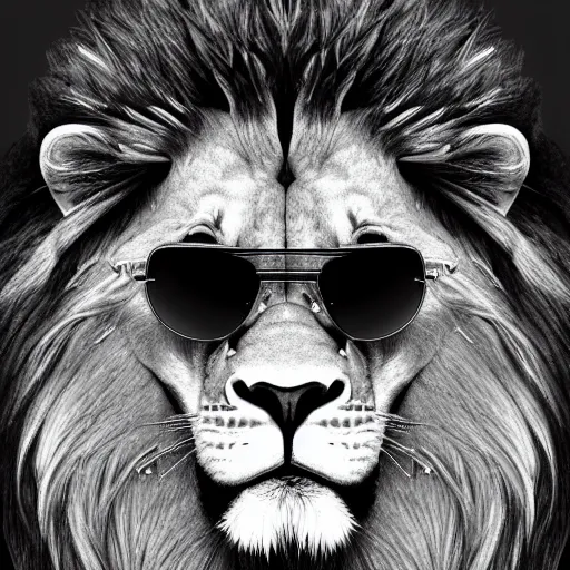Prompt: Portrait of a Lion wearing sunglasses and a crown, moon in the background, intricate, elegant, highly detailed, digital painting, artstation, concept art, smooth, sharp focus, illustration, art by old masters