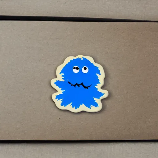 Image similar to die cut sticker, the cookie monster in techwear, splatter paint