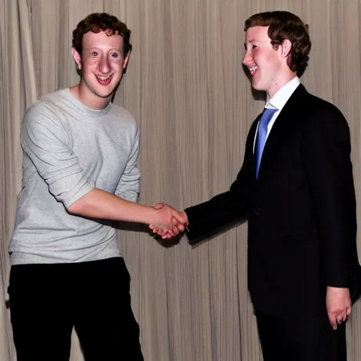 Image similar to mark zuckerberg and michael jackson shaking hands