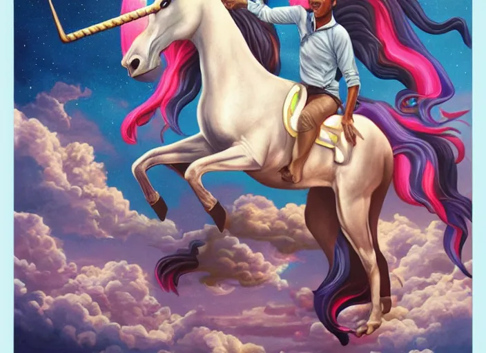 Image similar to obama riding an unicorn, by tristan eaton stanley artgerm and tom bagshaw.