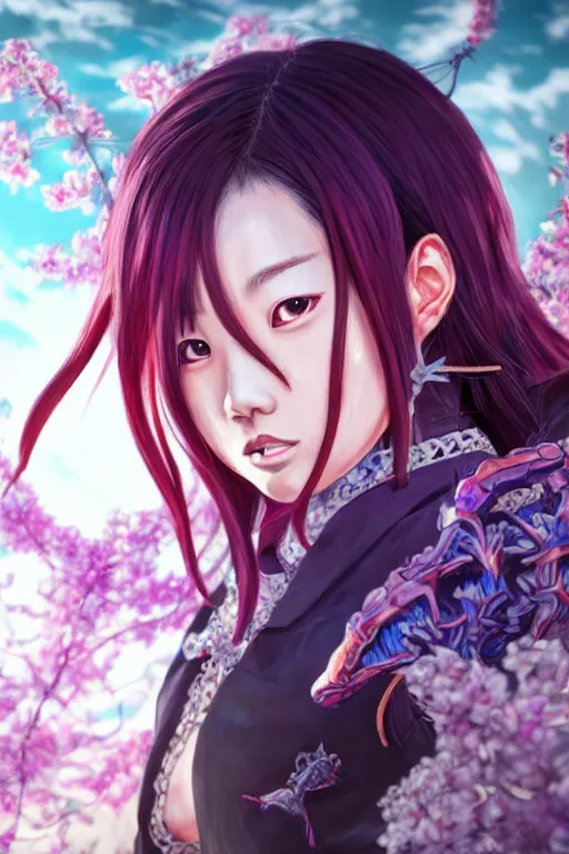 Image similar to highly detailed portrait of shinobu kocho from demon slayer in a genshin impact world, vivid colours, anatomical, fantasy illustration, by seven knights 2 _ ellis, photorealistic, unreal engine, detailed and intricate environment, trending on pixiv, twitter