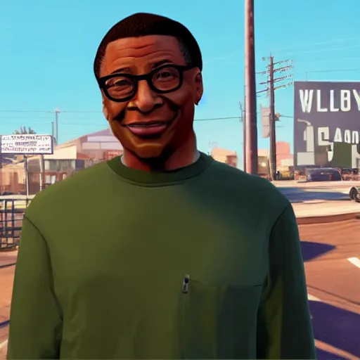 Prompt: african american bill gates in gta 5 cover