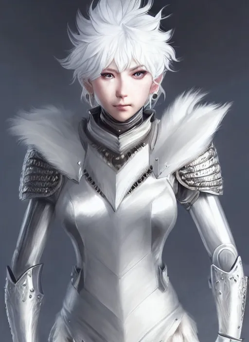 Prompt: fur - lined armor!!! beautiful and elegant white haired female!! gorgeous ayes!! character concept art, sharp focus, octane render! unreal engine 5! highly rendered!! trending on artstation!! detailed linework!! illustration by artgerm, wlop, krenz cushart and chie yoshii