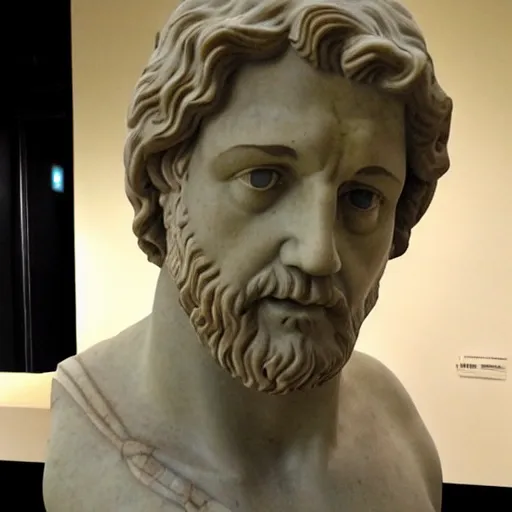 Prompt: russell crowe as a greek marble statue