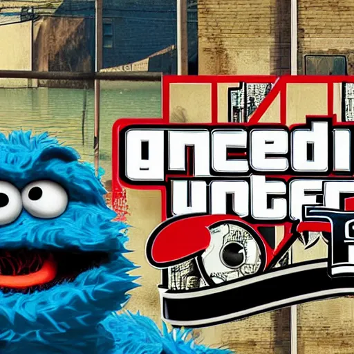 Image similar to cookie monster in gta 5 cover photo 8 k hyperdetailed photorealism