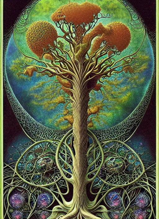 Image similar to tree of life by roger dean and andrew ferez, art forms of nature by ernst haeckel, divine chaos engine, symbolist, visionary, art nouveau, botanical fractal structures, organic, detailed, realistic, surreality