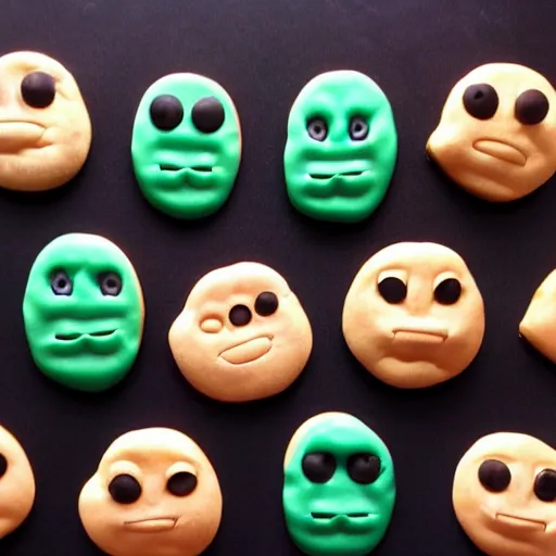Prompt: Fourcookies fighting with faces and cute little arms