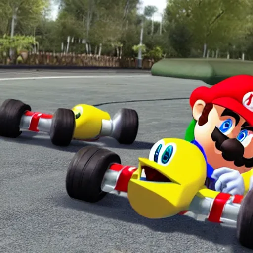 Image similar to mario kart with guns