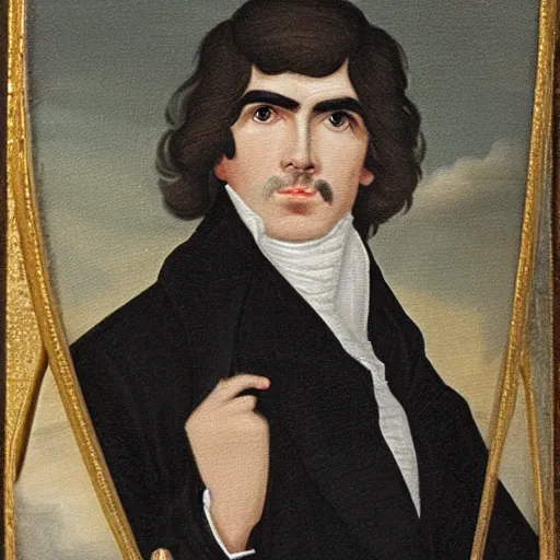 Image similar to regency era painting of a young george harrison with thick eyebrows