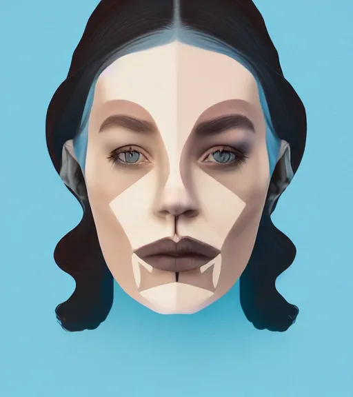 Prompt: portrait of a woman raised on the island face tatooes by james gilleard, dynamic lighting, gradient light blue, brown, blonde cream and white color scheme, grunge aesthetic