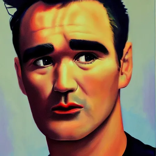 Image similar to oil painting of the singer Morrissey, highly detailed, 8k, cinematic,