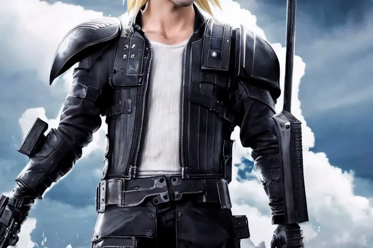 Image similar to live action film still of nathan fielder playing cloud strife in the new sci - fi movie