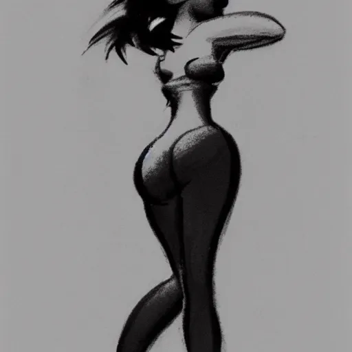 Image similar to milt kahl sketch of thick cuban girl wearing black yoga pants