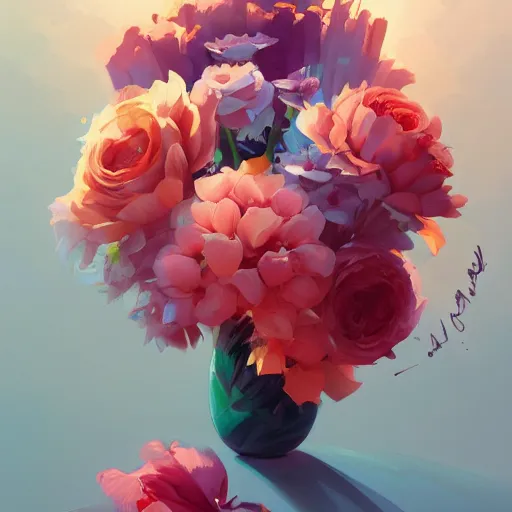 Prompt: bouquet of flowers, minimalist, behance hd by jesper ejsing, by rhads, makoto shinkai and lois van baarle, ilya kuvshinov, rossdraws global illumination