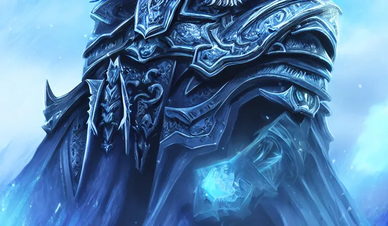 Image similar to Arthas, lich king, World of Warcraft, stylized digital art, artstation, 4k, deviantart