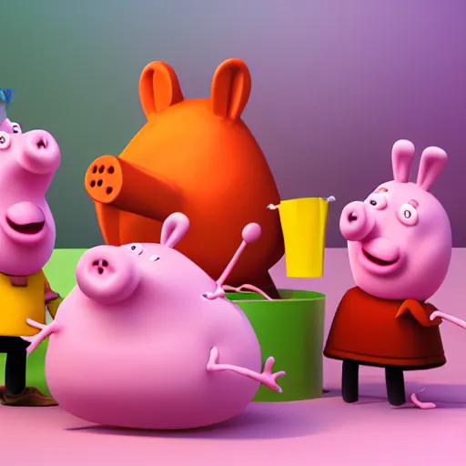 Image similar to blender 3 d rendition, vitorugo, carlos ortega elizalde, derek spears, rayn, daniel bel, ahmad merheb, peppa pig