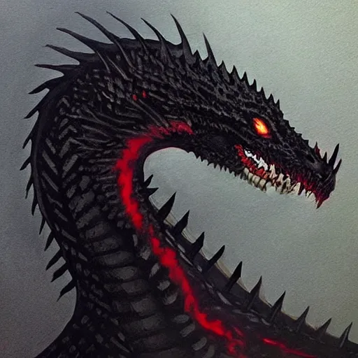 Image similar to “a painting of Drogon the black dragon from game of thrones”