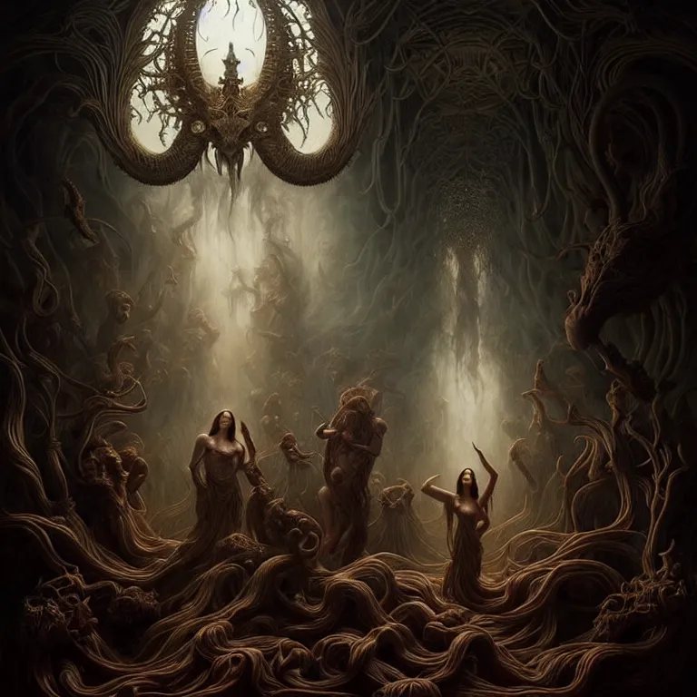 Image similar to epic professional digital art of insatiable gods, moderate atmospheric lighting, painted, intricate, detailed, foreboding, by leesha hannigan, wayne haag, reyna rochin, ignacio fernandez rios, mark ryden, iris van herpen, epic, stunning, gorgeous, much wow, cinematic, masterpiece.