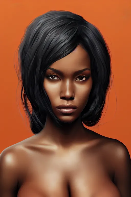 Image similar to A beautiful black female, highly detailed, digital painting, artstation