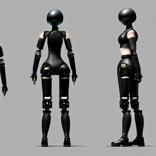 Image similar to professional engineering CAD exploded view of a realistic android bodyguard modeled after 2B nier automata, solidworks, catia, autodesk inventor, unreal engine, gynoid cad design inspired by Masamune Shirow and Boston Dynamics and Ross Tran and WLOP, product showcase, octane render 4k