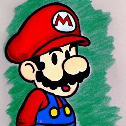 Image similar to a drawing of mario made in blood