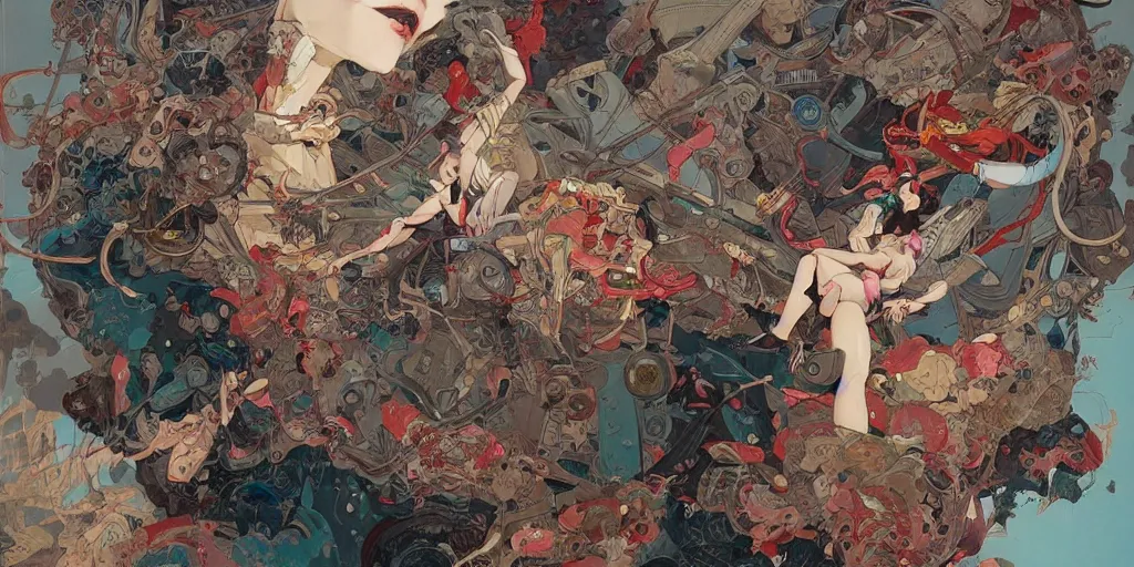 Image similar to orientalism painting by james jean and katsuhiro otomo and erik jones, inspired by akira anime, smooth texture, intricate oil painting, high detail illustration, sharp high detail, long exposure city pop