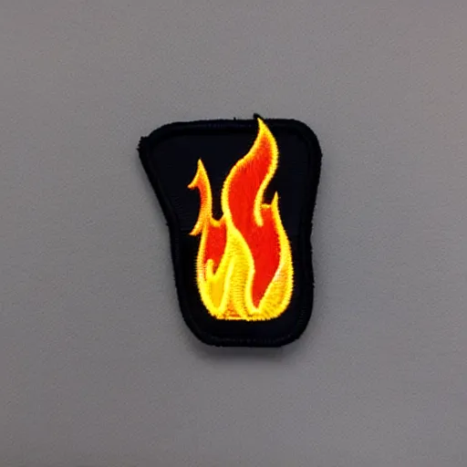 Prompt: a retro vintage minimalist clean fire warning flames patch