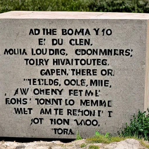 Prompt: monument with the only text za abobu