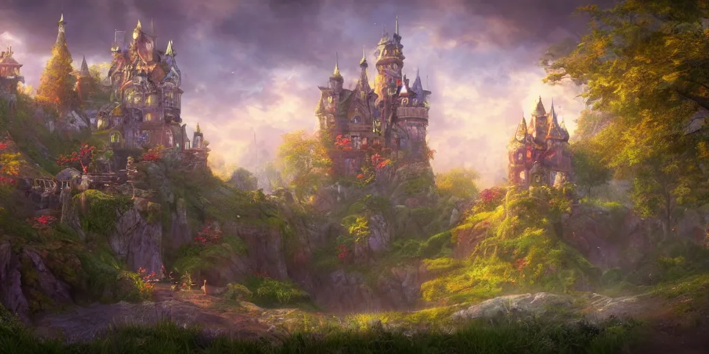 Image similar to a fairy castle, extremely detailed oil painting, unreal 5 render, fantasy digital art, octane render, beautiful composition, trending on artstation, award-winning photograph, masterpiece