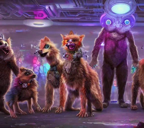 Prompt: high - resolution photograph from a biopunk era furry fandom convention ( midwest furfest 2 0 4 7 ), taking place after the genetic revolution and quantum singularity. photorealistic.