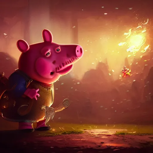 Prompt: Portrait of Peppa Pig, League of Legends amazing splashscreen artwork, splash art,natural light, elegant, intricate, fantasy, atmospheric lighting, by Greg rutkowski, league of legends splash art, hd wallpaper, ultra high details