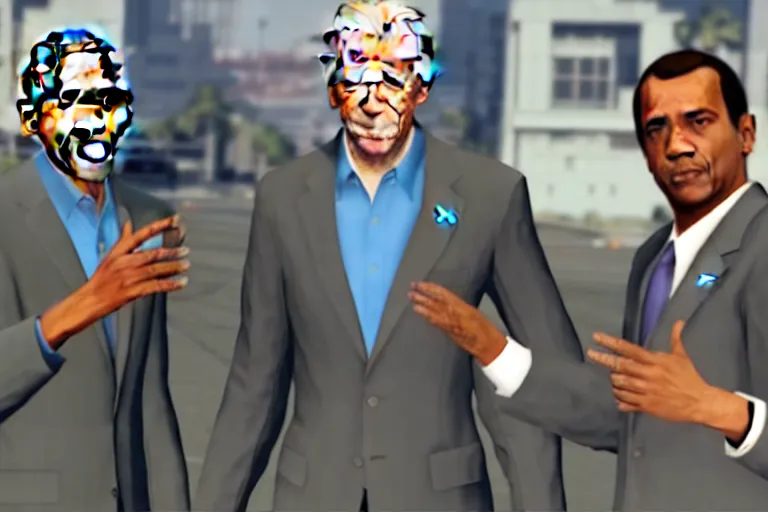 Image similar to obama and joe biden in gta v, detailed