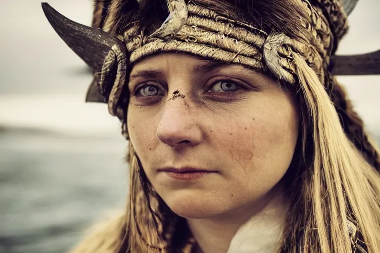 Image similar to portrait of a beautiful Viking woman By Emmanuel Lubezki