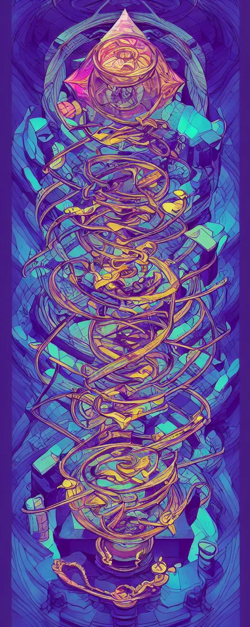 Image similar to arcane twisted turn of fate abstraction, centered award winning ink pen illustration, isometric abstract illustration by dan mumford, edited by craola, technical drawing by beeple and tooth wu, tiny details by artgerm and watercolor girl, symmetrically isometrically centered