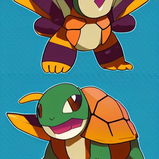 Image similar to illustration of an new pokemon inspired by an turtle, in pokemon artstyle, extremely coherent