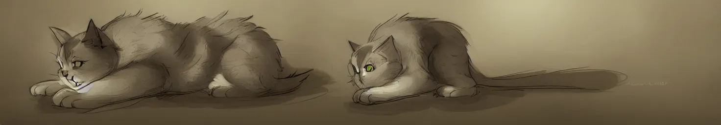 Prompt: wide concept art of a cat, wide concept art of no cats, there are no cats, there are no cats in the scene