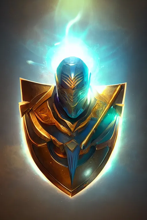 Image similar to shield fantasy epic legends game icon stylized digital illustration radiating a glowing aura global illumination ray tracing hdr fanart arstation by ian pesty and katarzyna da „ bek - chmiel