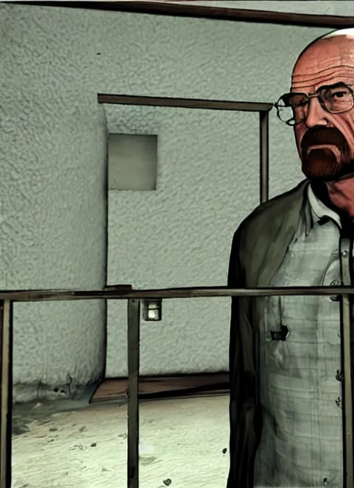 Image similar to walter white in a prison cell on game poster of gta 5