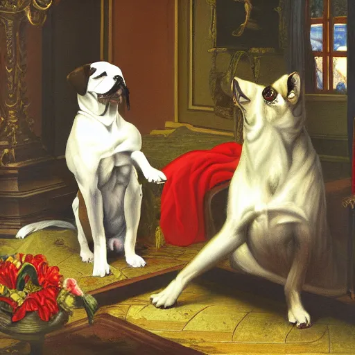 Image similar to A dog snooping the rapper Snoop Dogg, rococo painting, smooth, sharp focus,, pixiv, ultra highly detailed