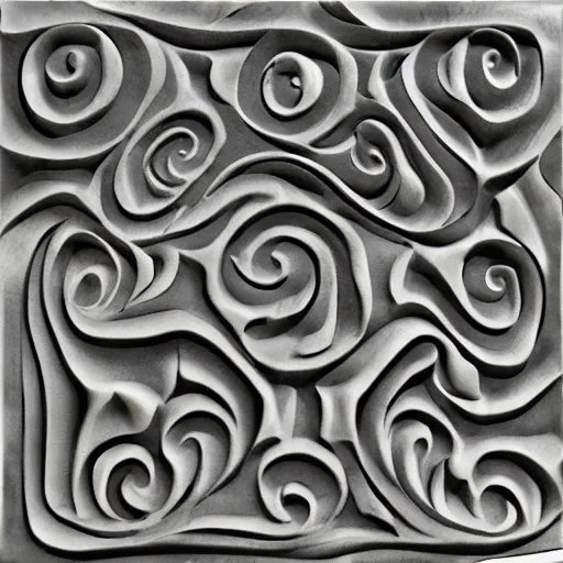 Image similar to serpentine maze, fine details, fractal swirls, carved soapstone relief paneling white and pale blue