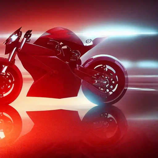 Image similar to a futuristic motorbike, red, high detail, cinematic light, anime