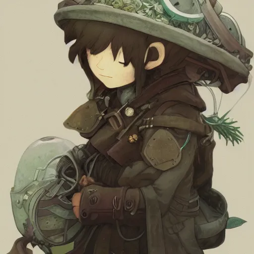 Prompt: a detailed portrait of a made in abyss character, by victo ngai and demizu posuka, digital art, realistic painting, very detailed, fantasy, dnd, character design, trending on artstation