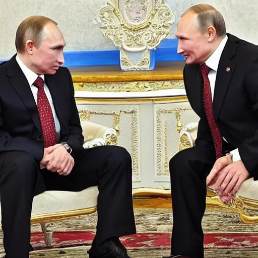 Image similar to putin teams up with a mysterious teenage putin