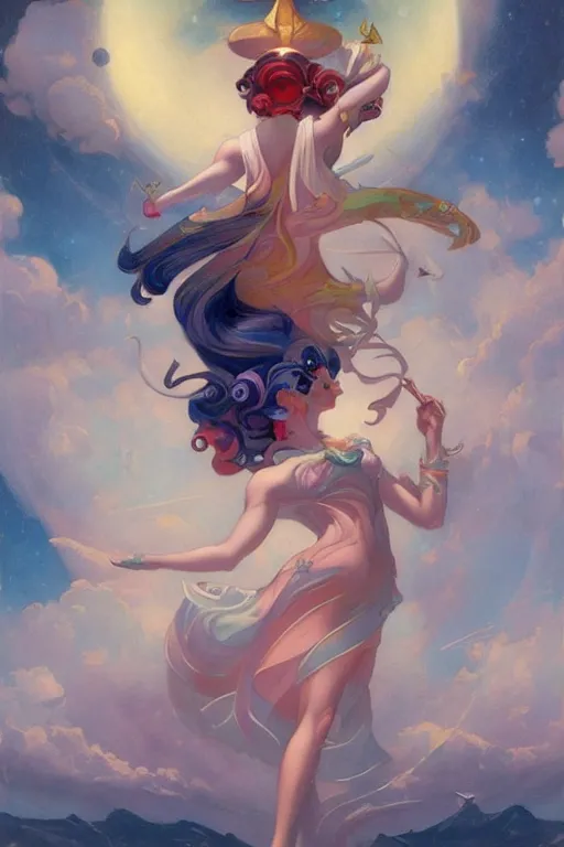 Image similar to Sailor Moon by Peter Mohrbacher in the style of Gaston Bussière, Art Nouveau