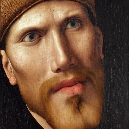 Image similar to A 14th century italian renaissance oil painting of Jerma985, portrait of Jerma985, grainy, realistic, very realistic, hyperrealistic, highly detailed, very detailed, extremely detailed, very neat, very epic, very cool, detailed, trending on artstation